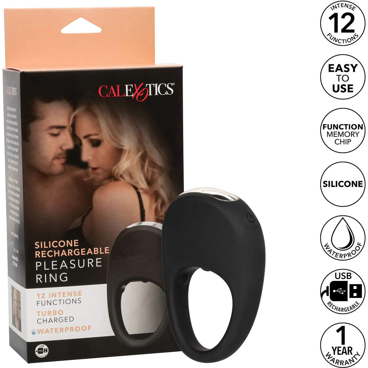 Silicone Rechargeable Pleasure Ring Vibrating Cock Ring By CalExotics - Image 10