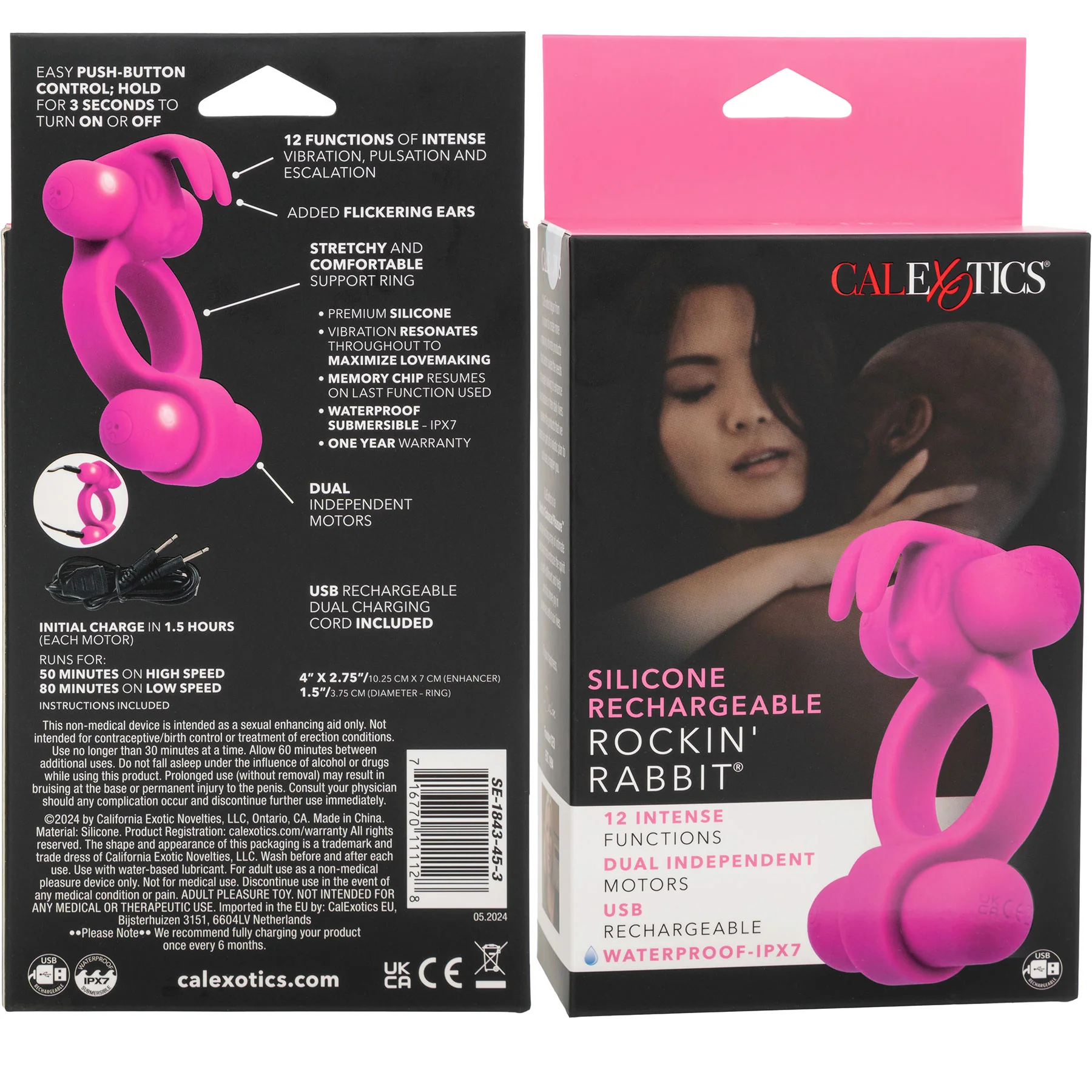 Silicone Rechargeable Rockin’ Rabbit® Vibrating Cock Ring By CalExotics - Image 11