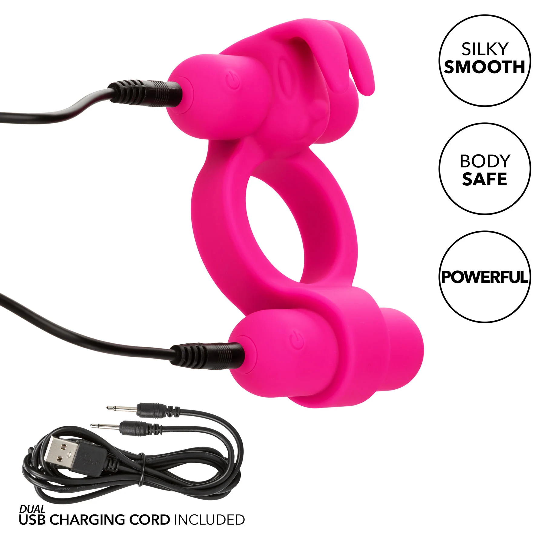 Silicone Rechargeable Rockin’ Rabbit® Vibrating Cock Ring By CalExotics - Image 4