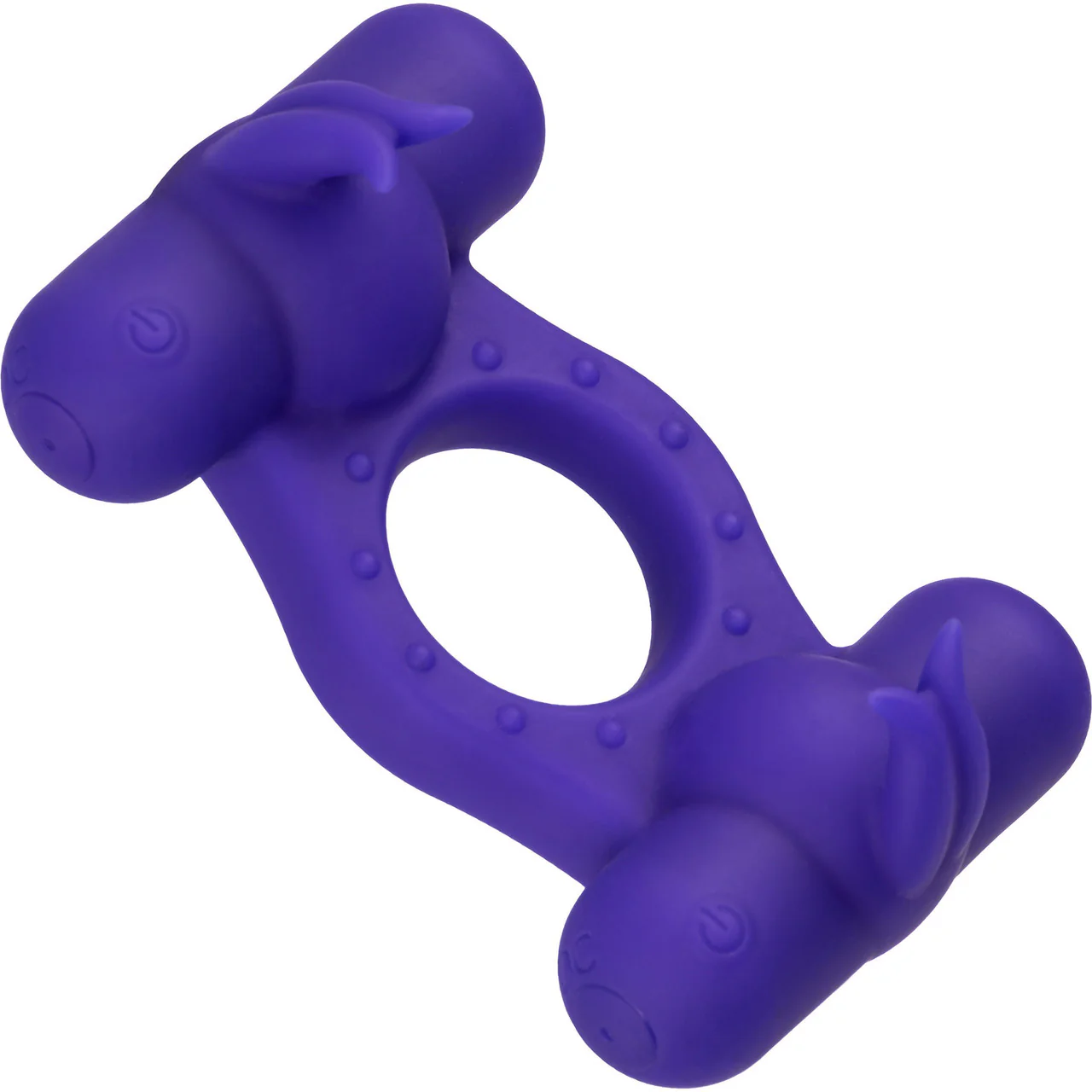 Silicone Rechargeable Triple Orgasm Enhancer Vibrating Cock Ring By CalExotics - Purple - Image 3