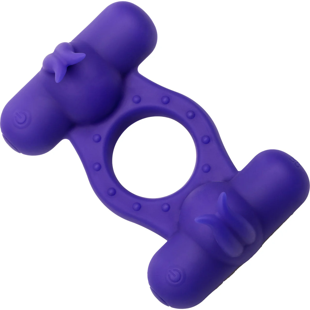 Silicone Rechargeable Triple Orgasm Enhancer Vibrating Cock Ring By CalExotics - Purple - Image 6