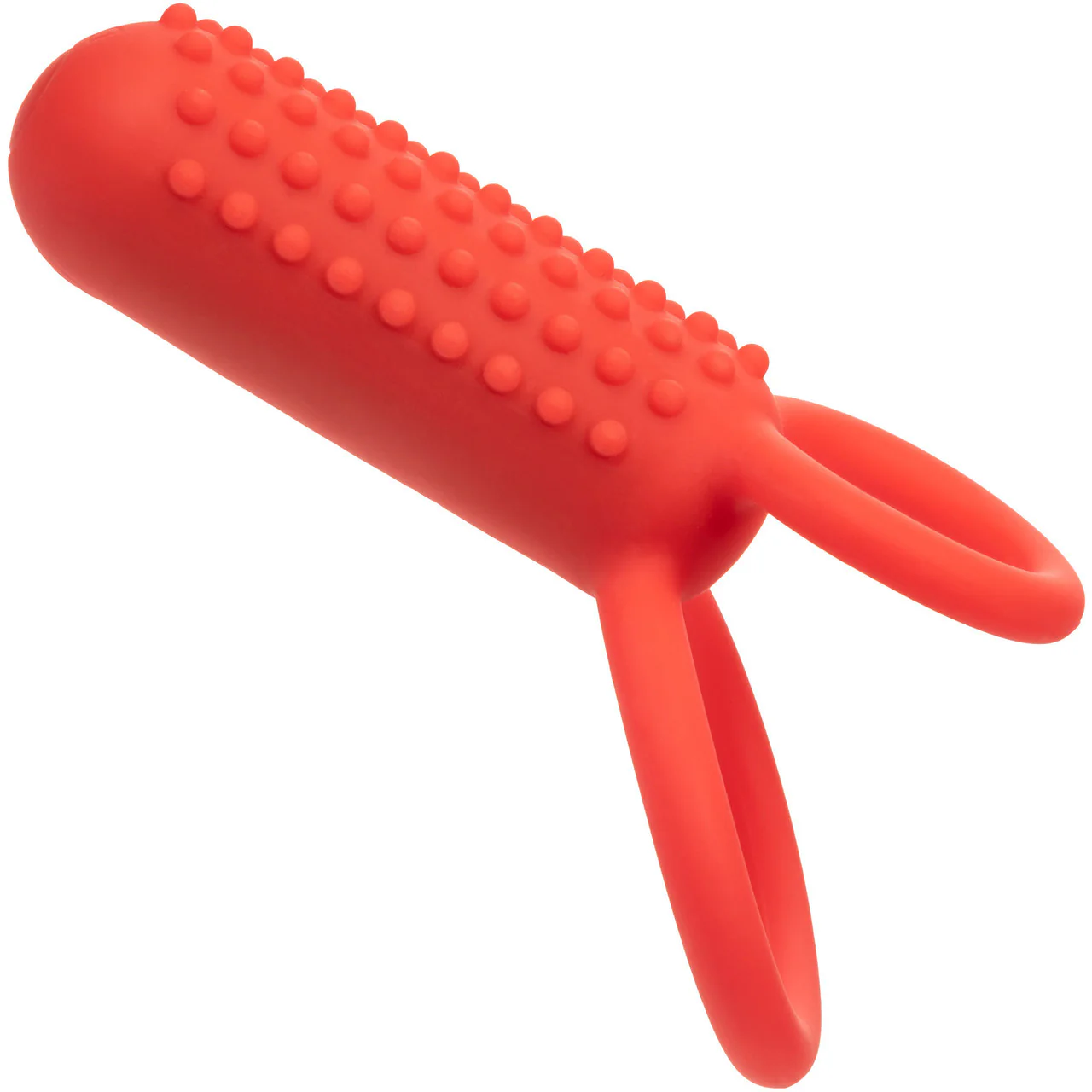 Silicone Rechargeable Vertical Dual Enhancer Vibrating Cock Ring By CalExotics - Red - Image 5