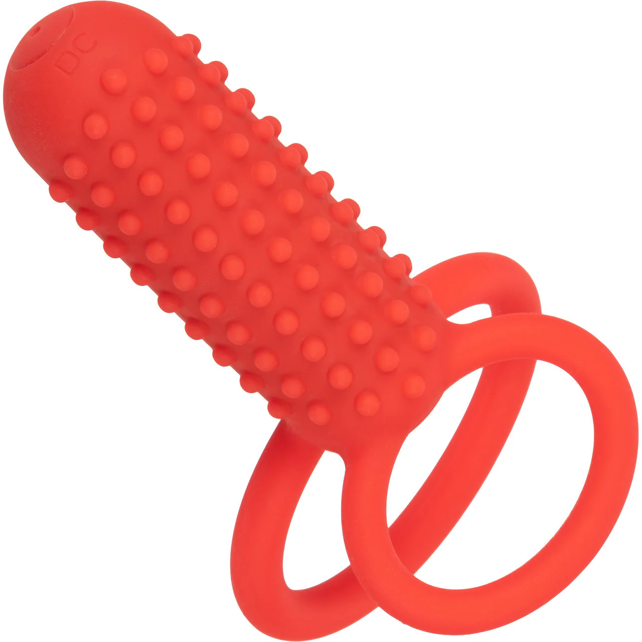 Silicone Rechargeable Vertical Dual Enhancer Vibrating Cock Ring By CalExotics - Red - Image 7