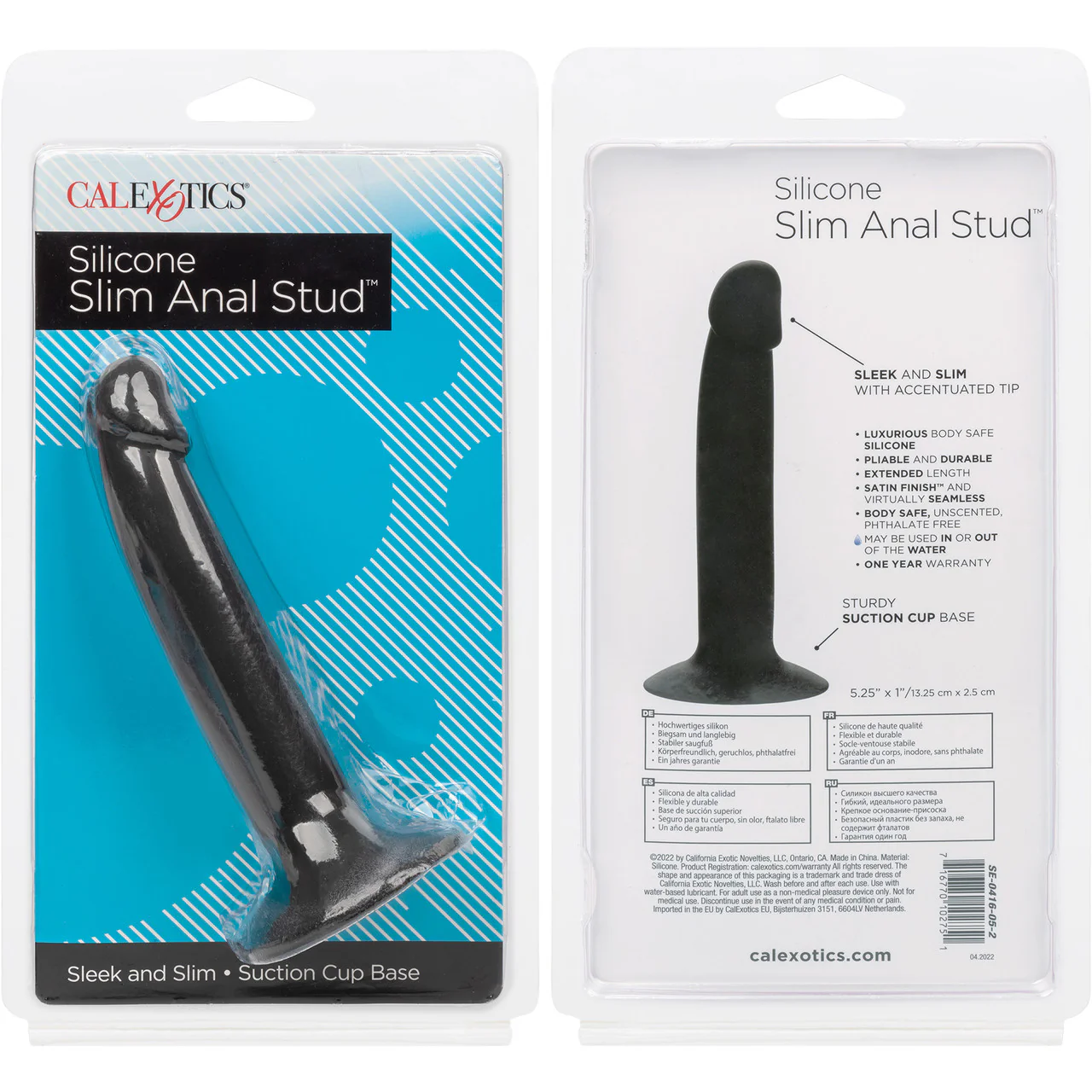Silicone Slim Anal Stud Suction Cup Dildo By CalExotics - Black - Image 10