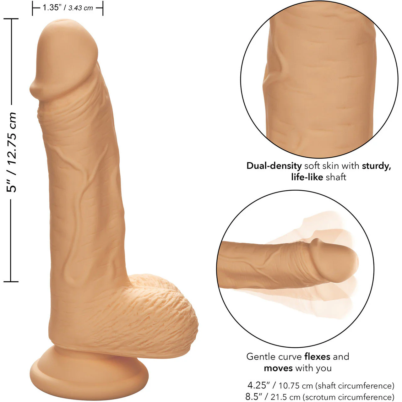 Silicone Studs Realistic 5" Suction Cup Dildo - Vanilla - Image 9