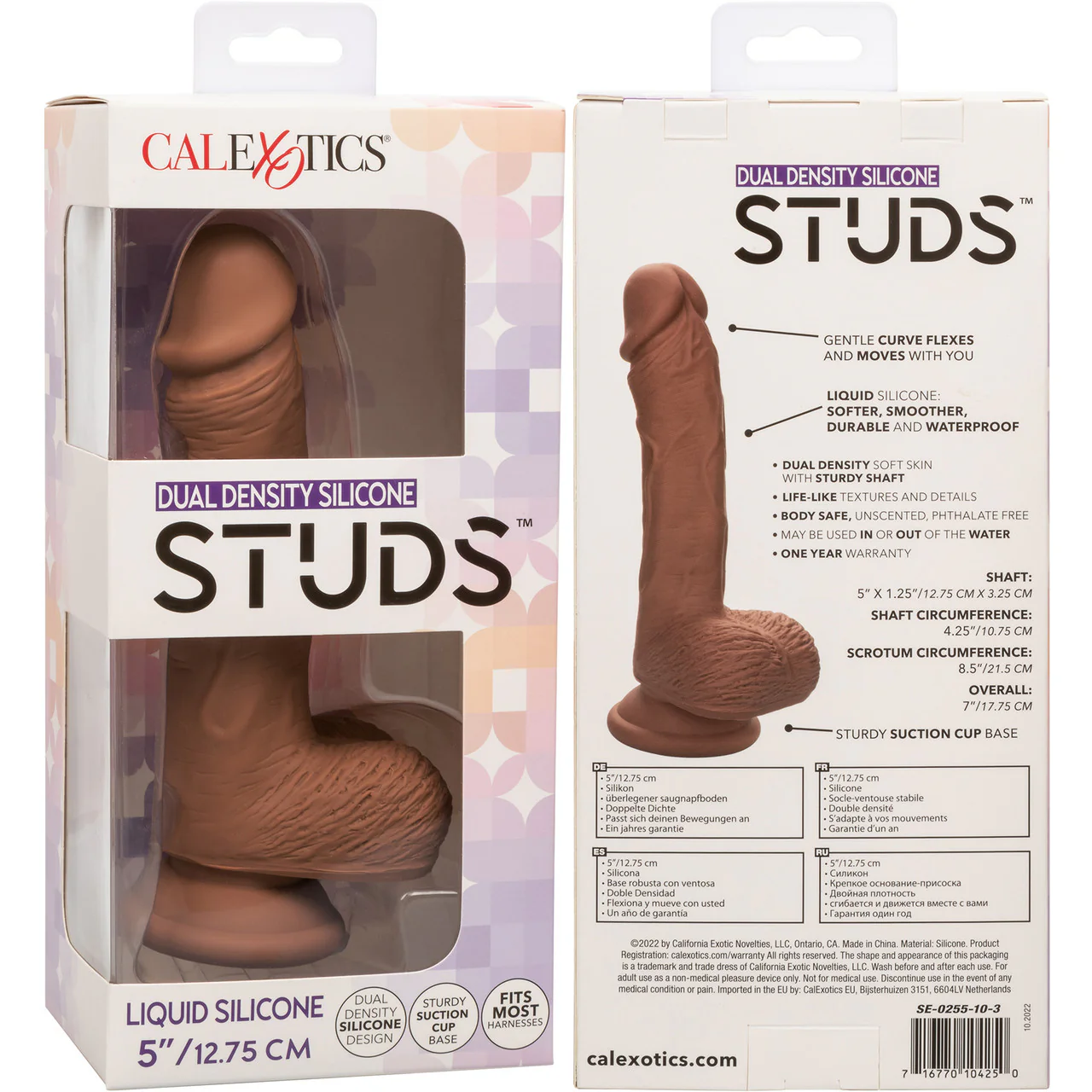 Silicone Studs Realistic 5" Suction Cup Dildo - Caramel - Image 11