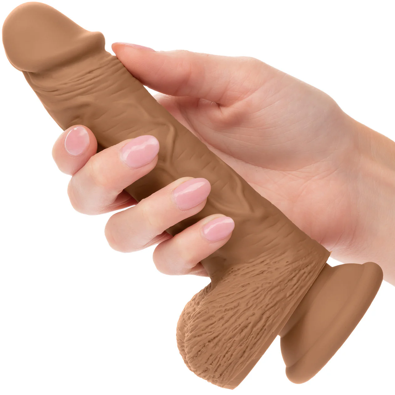 Silicone Studs Realistic 5" Suction Cup Dildo - Caramel - Image 2