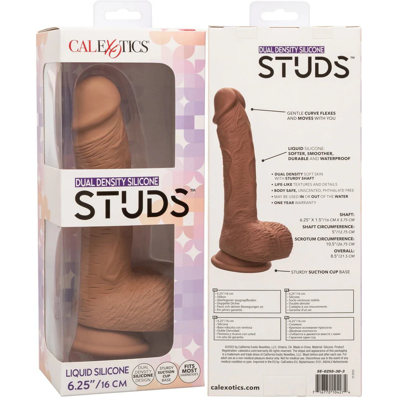 Silicone Studs Realistic 6.25" Suction Cup Dildo - Caramel - Image 11