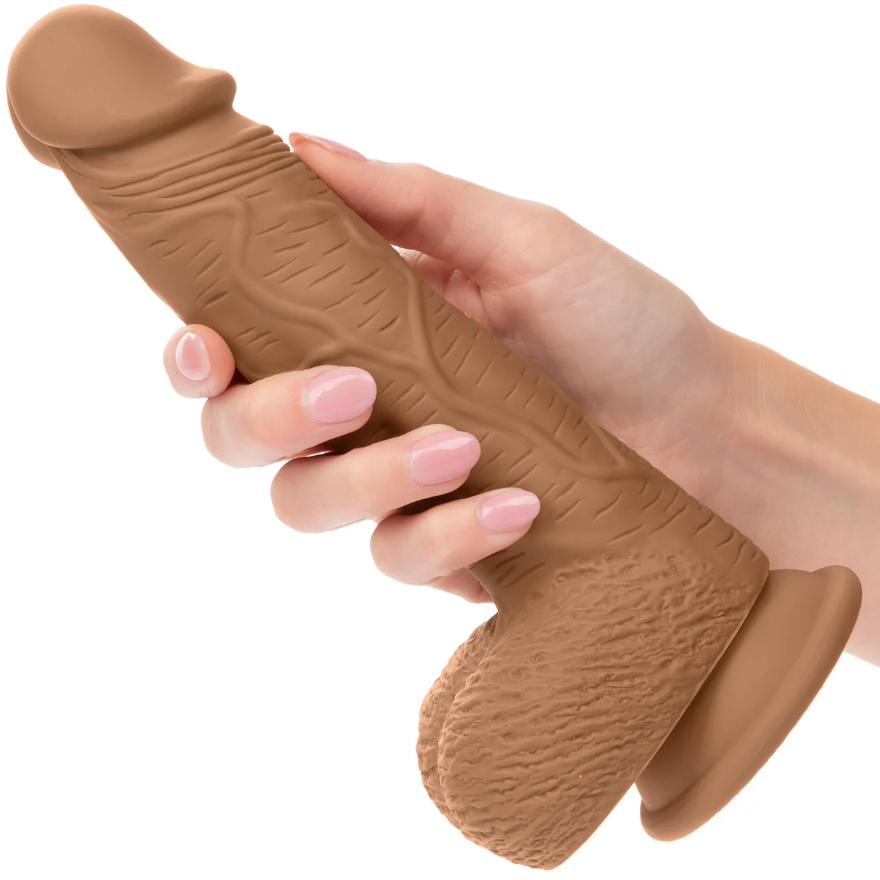 Silicone Studs Realistic 6.25" Suction Cup Dildo - Caramel - Image 2