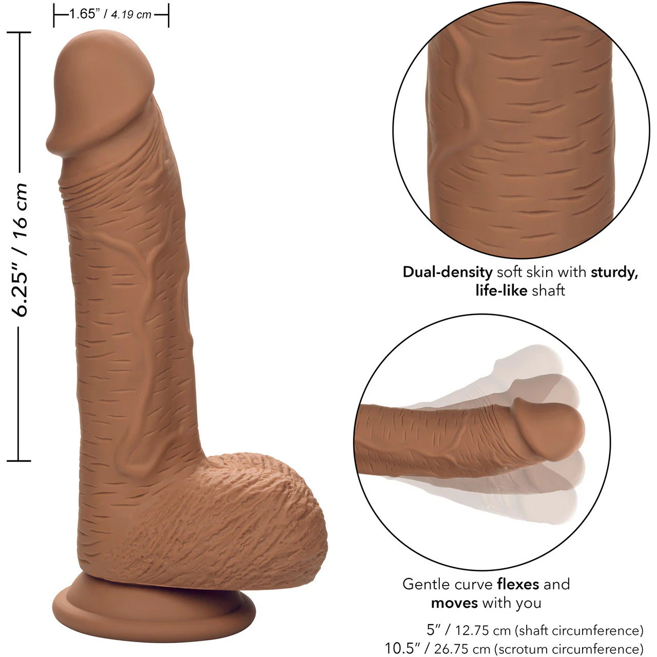 Silicone Studs Realistic 6.25" Suction Cup Dildo - Caramel - Image 9