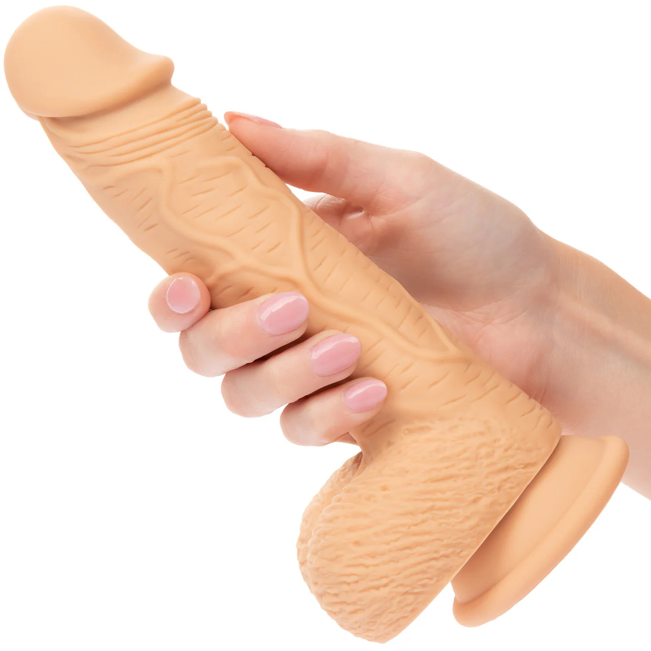 Silicone Studs Realistic 6.25" Suction Cup Dildo - Vanilla - Image 2