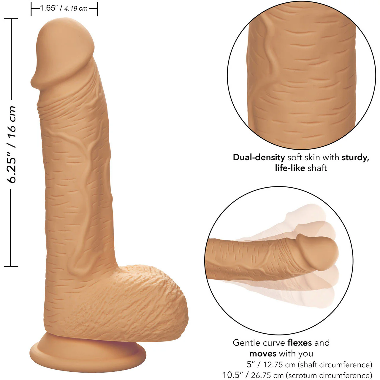 Silicone Studs Realistic 6.25" Suction Cup Dildo - Vanilla - Image 9
