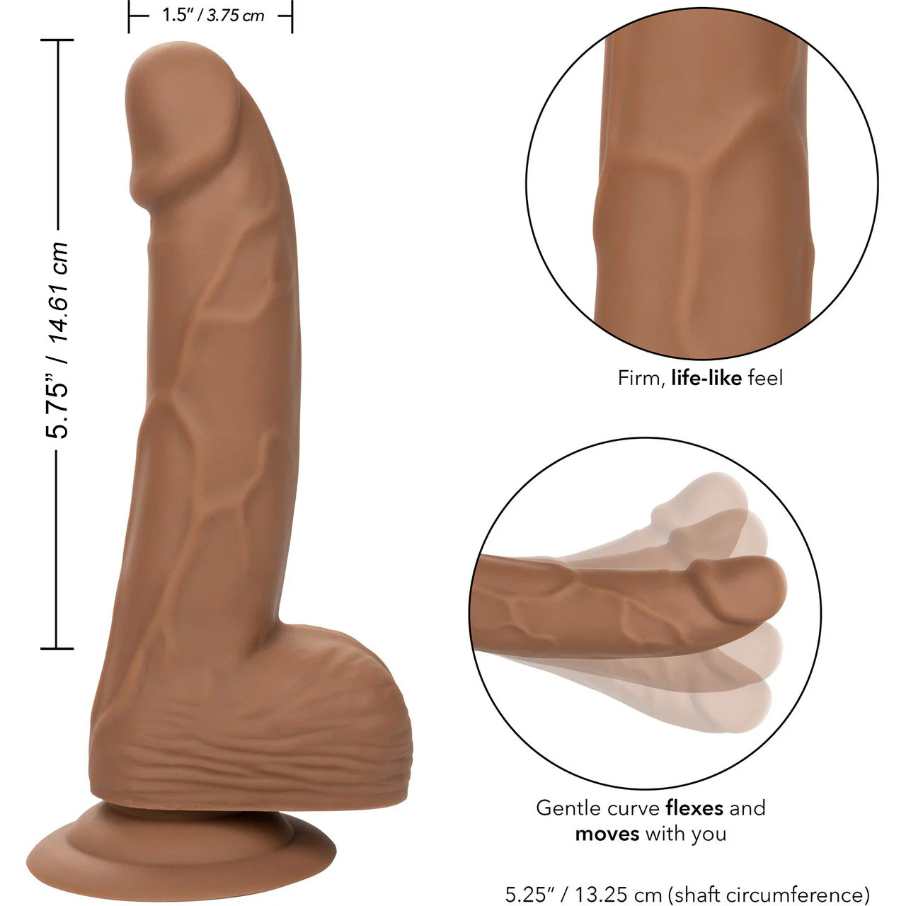 Silicone Studs Realistic 6" Suction Cup Dildo - Caramel - Image 9