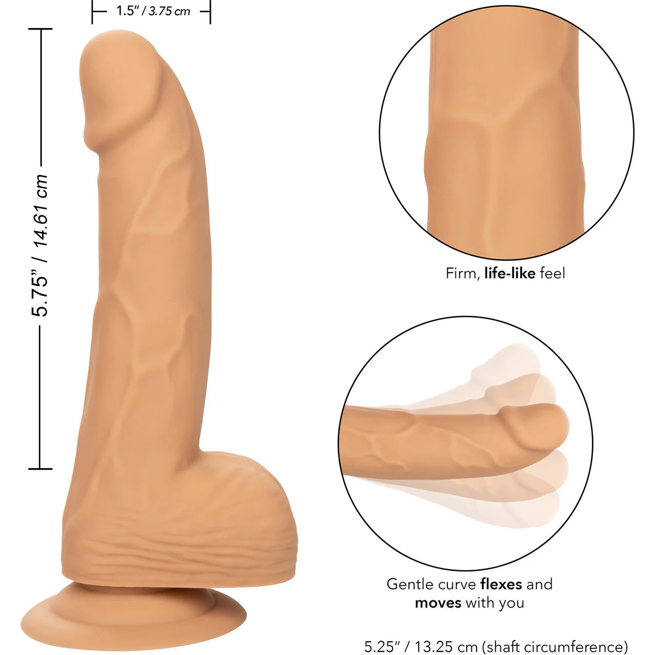 Silicone Studs Realistic 6" Suction Cup Dildo - Vanilla - Image 9
