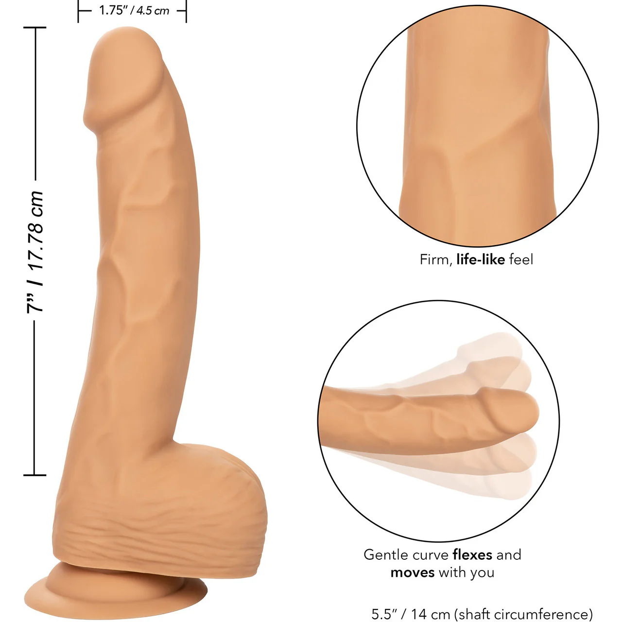Silicone Studs Realistic 8" Suction Cup Dildo - Vanilla - Image 9