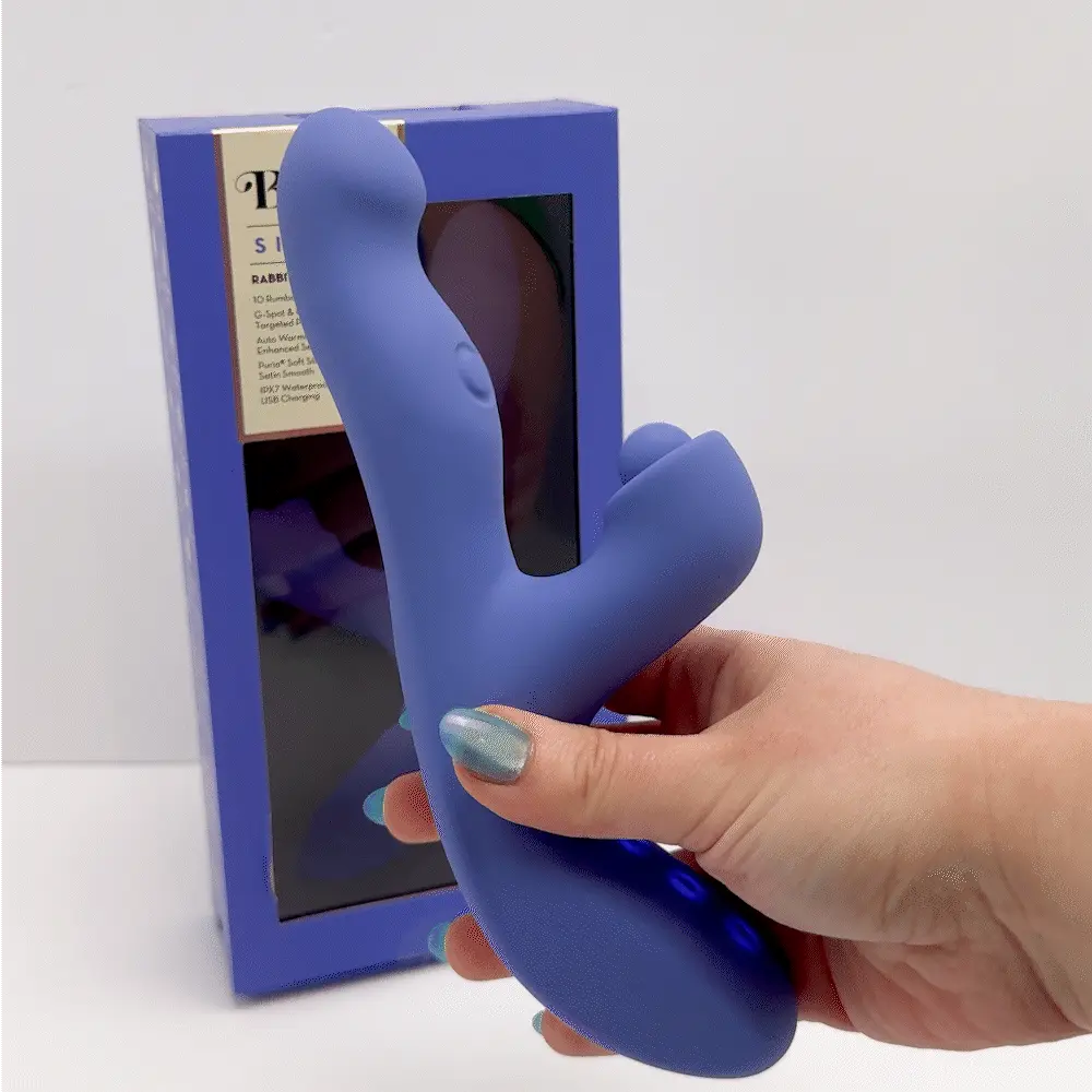 Simone Rechargeable Silicone Warming & Tapping Rabbit Vibrator By Blush - Image 14