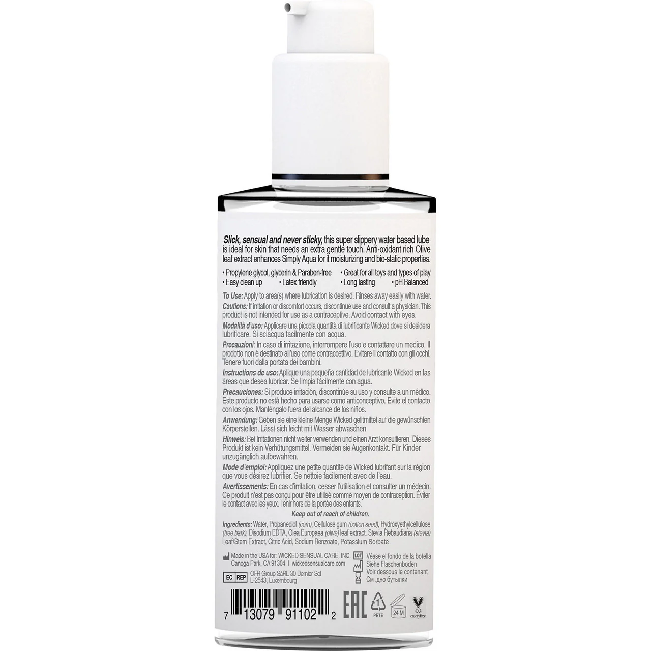 Simply Aqua Water Based Personal Lubricant With Olive Leaf Extract 2.3 fl oz - Image 2