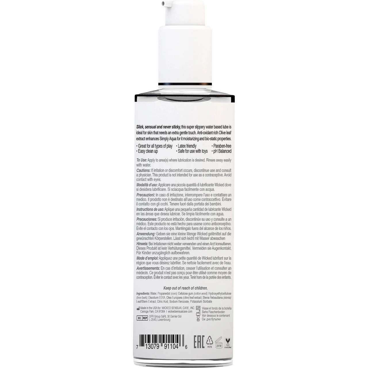 Simply Aqua Water Based Personal Lubricant With Olive Leaf Extract 4 fl oz - Image 2