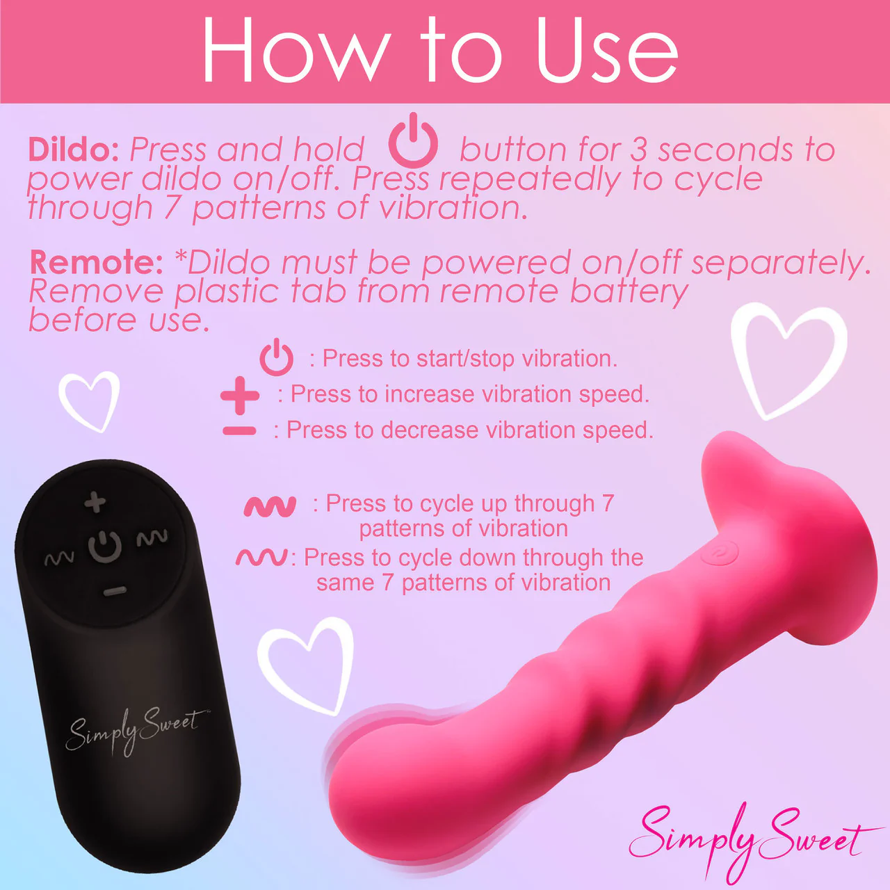 Simply Sweet 21X Vibrating Ribbed Rechargeable Silicone G-Spot Vibrator With Remote - Pink - Image 12