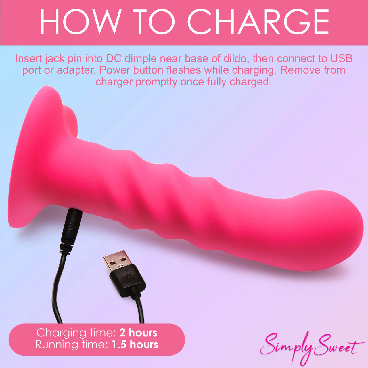 Simply Sweet 21X Vibrating Ribbed Rechargeable Silicone G-Spot Vibrator With Remote - Pink - Image 15