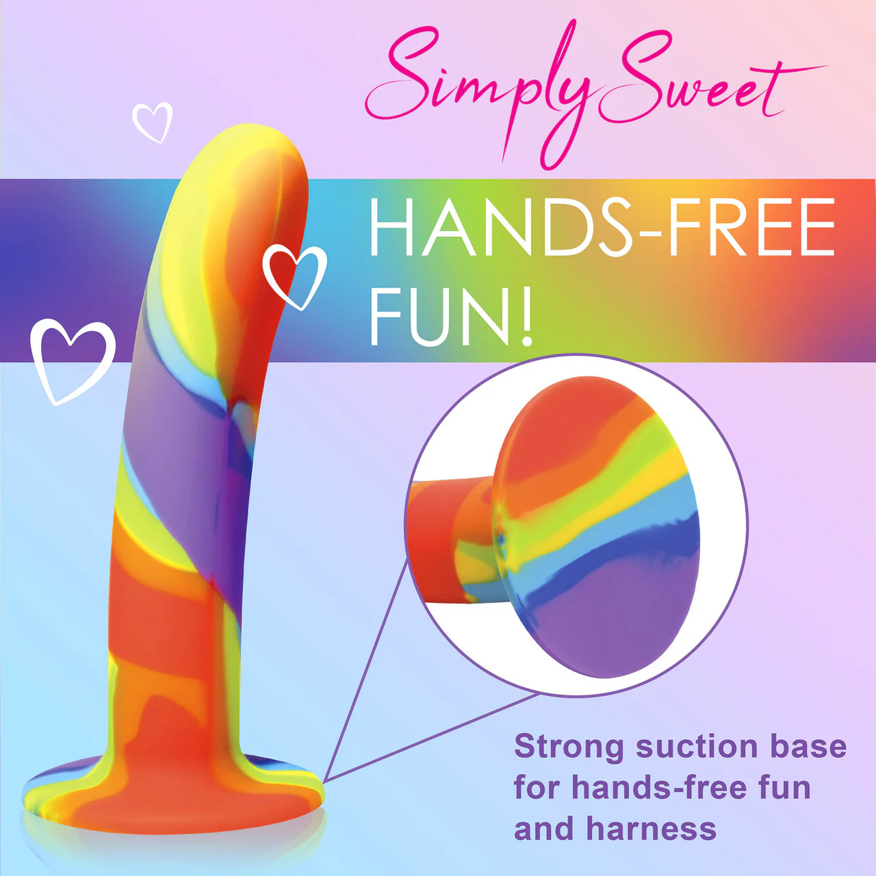 Simply Sweet Rainbow 6.75" Silicone G-Spot Suction Cup Dildo - Image 7