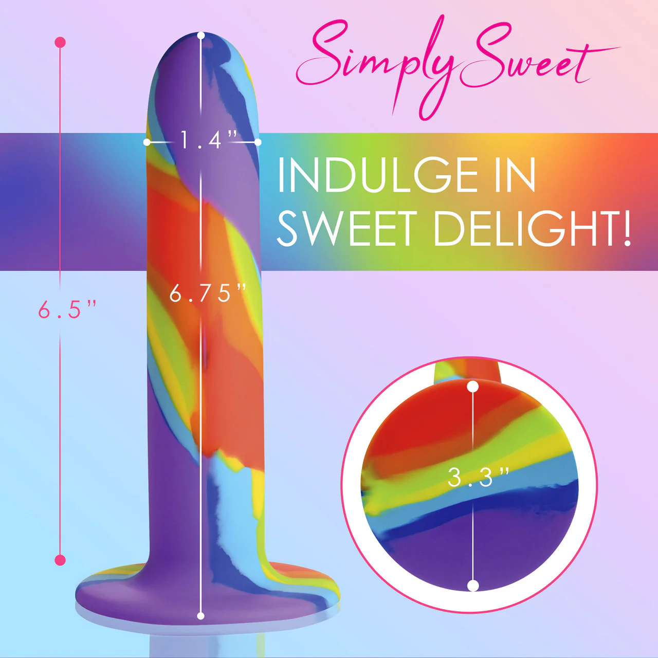 Simply Sweet Rainbow 6.75" Silicone G-Spot Suction Cup Dildo - Image 9
