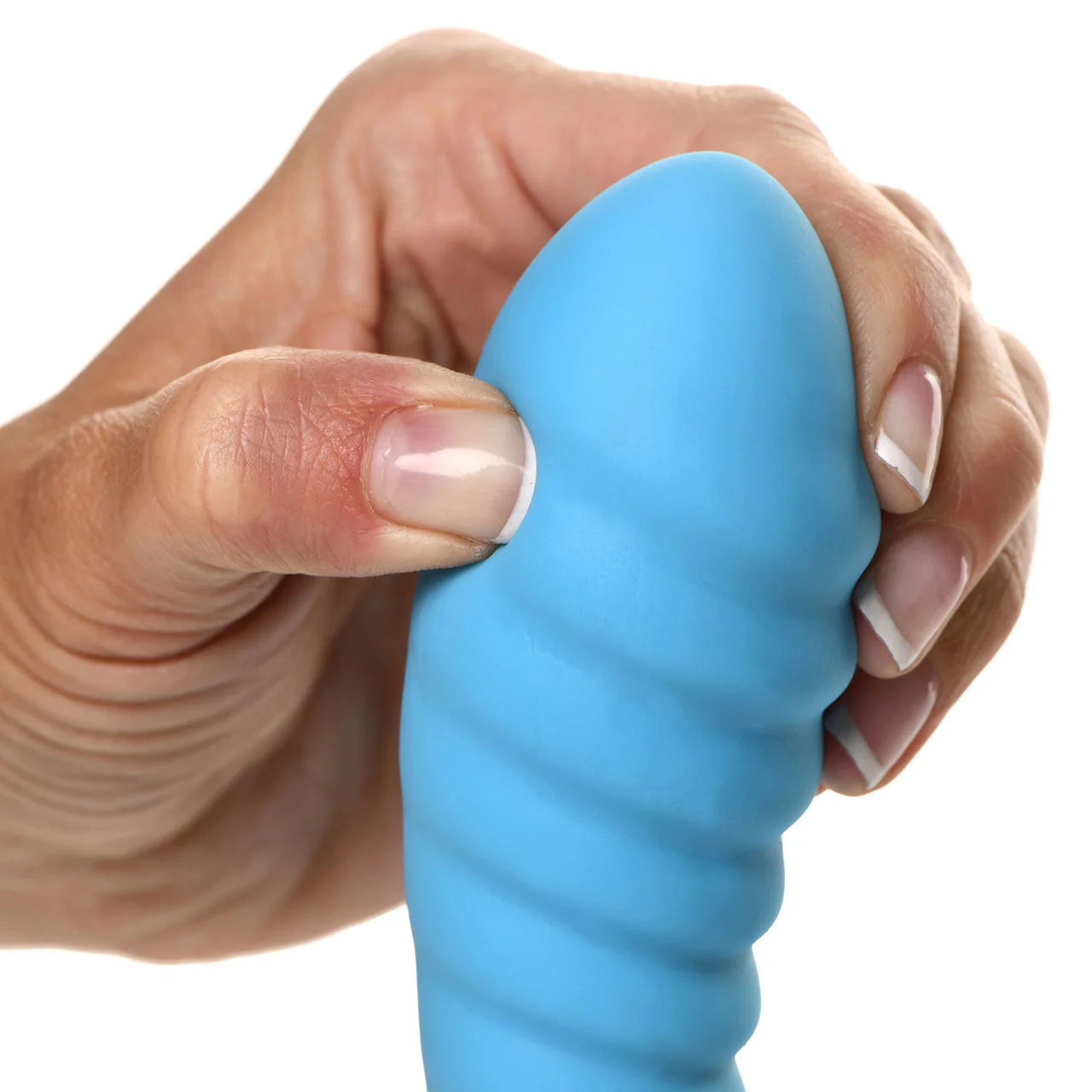 Simply Sweet Ribbed 7" Silicone G-Spot Suction Cup Dildo - Blue - Image 11