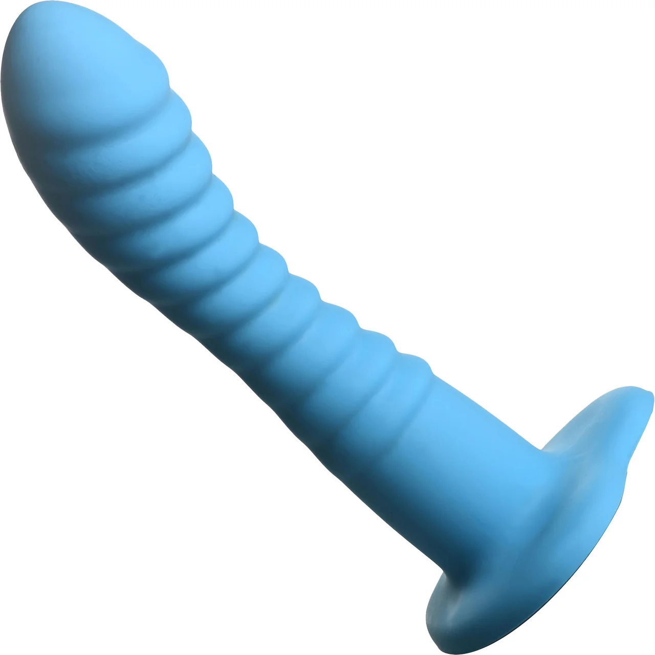 Simply Sweet Ribbed 7" Silicone G-Spot Suction Cup Dildo - Blue - Image 2