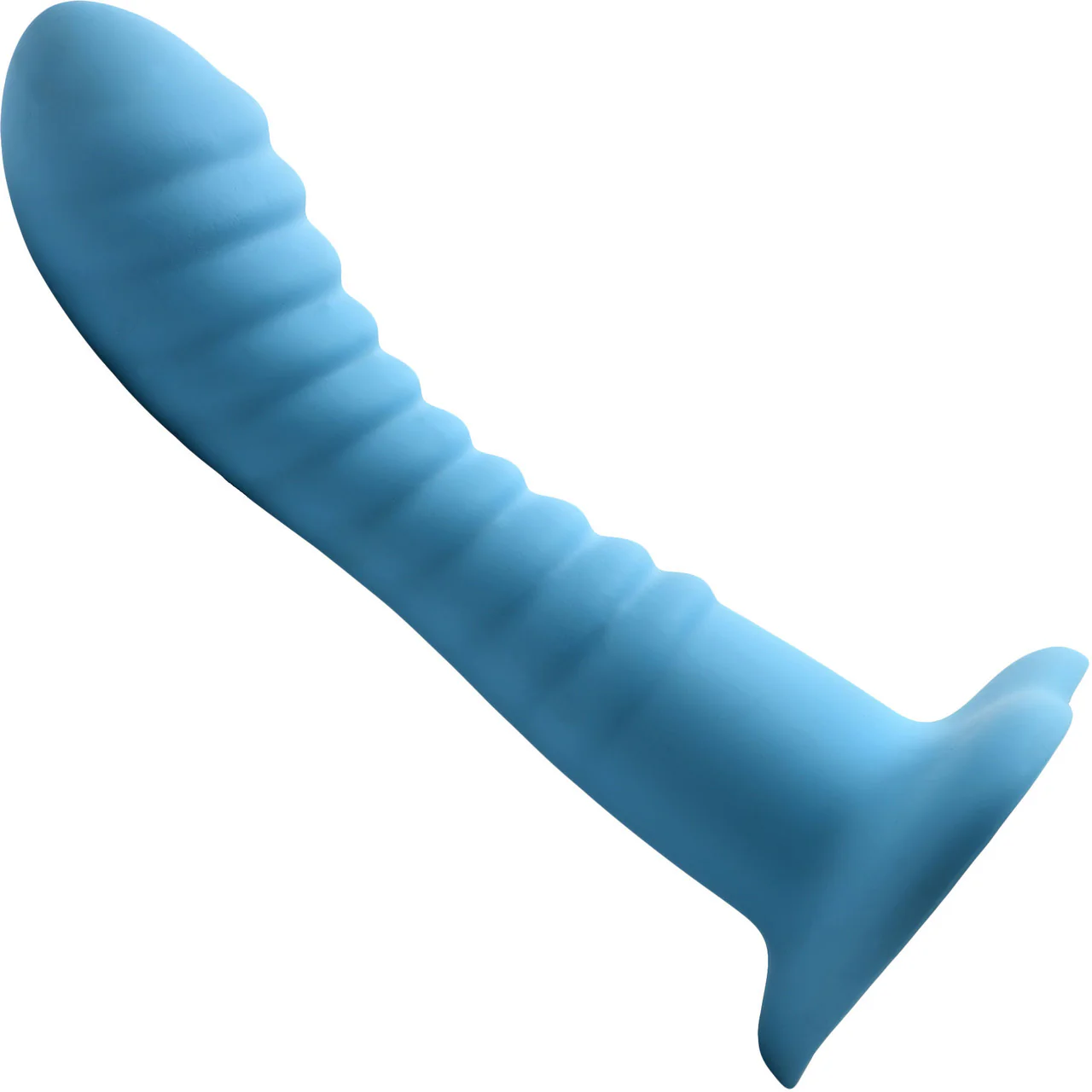 Simply Sweet Ribbed 7" Silicone G-Spot Suction Cup Dildo - Blue - Image 4