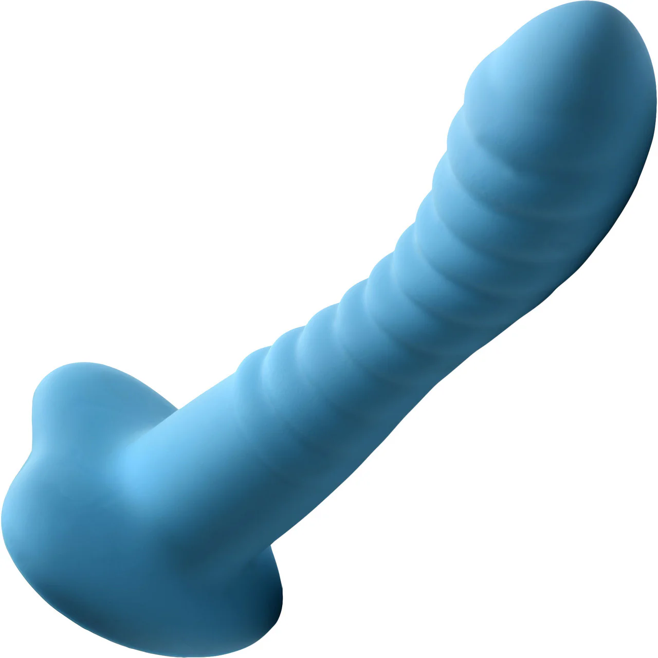 Simply Sweet Ribbed 7" Silicone G-Spot Suction Cup Dildo - Blue - Image 5