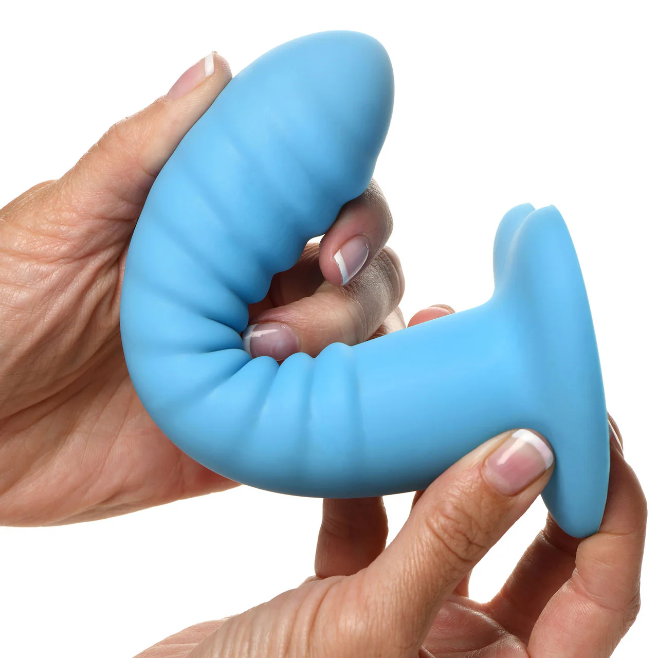 Simply Sweet Ribbed 7" Silicone G-Spot Suction Cup Dildo - Blue - Image 6