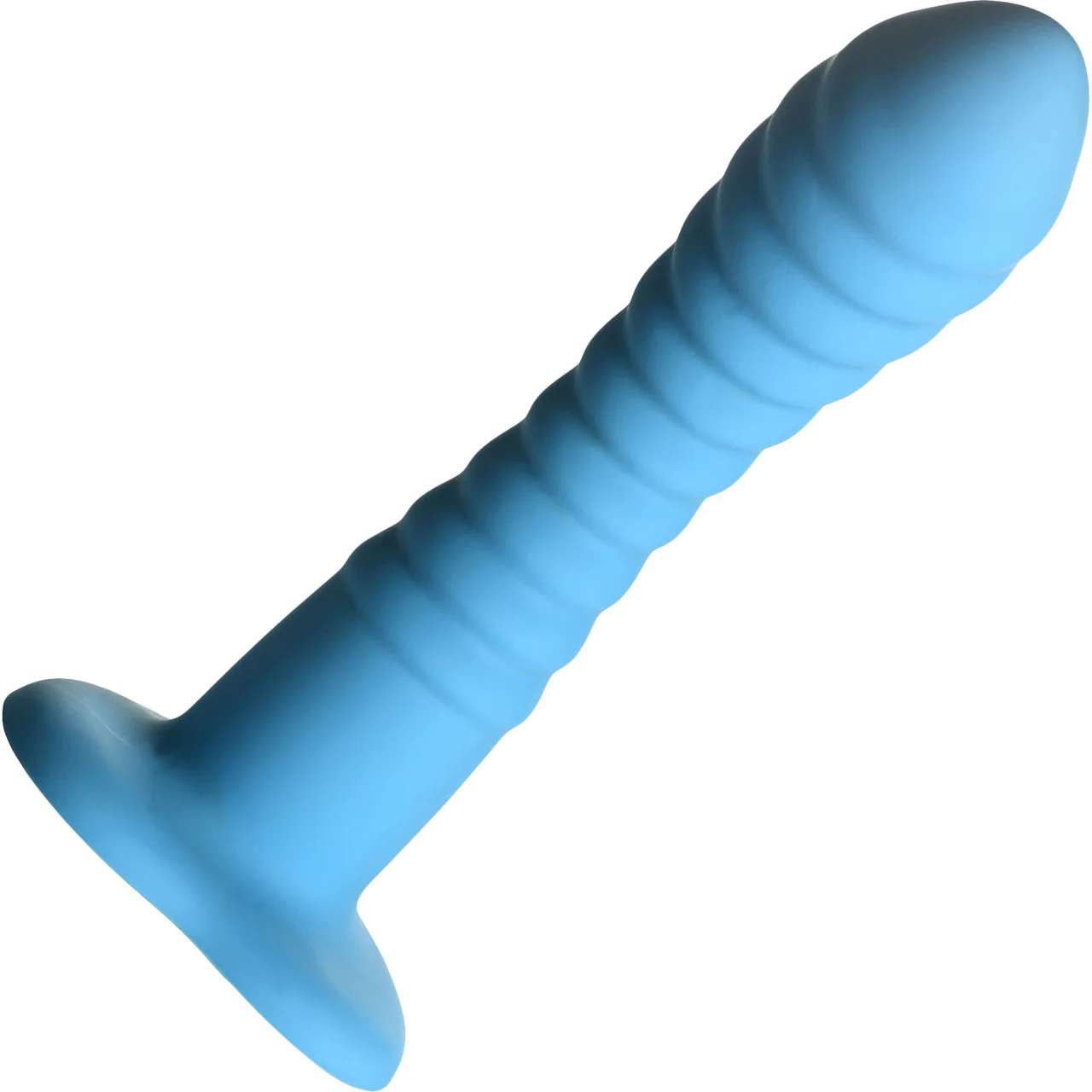 Simply Sweet Ribbed 7" Silicone G-Spot Suction Cup Dildo - Blue - Image 8