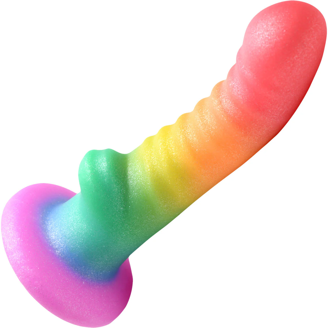 Simply Sweet Ribbed Rainbow 6.6" Silicone Suction Cup Dildo - Image 3