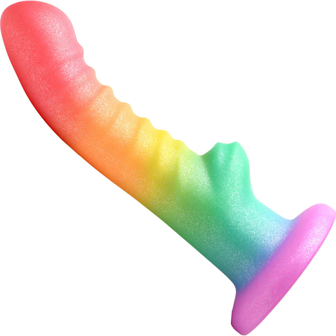 Simply Sweet Ribbed Rainbow 6.6" Silicone Suction Cup Dildo - Image 4