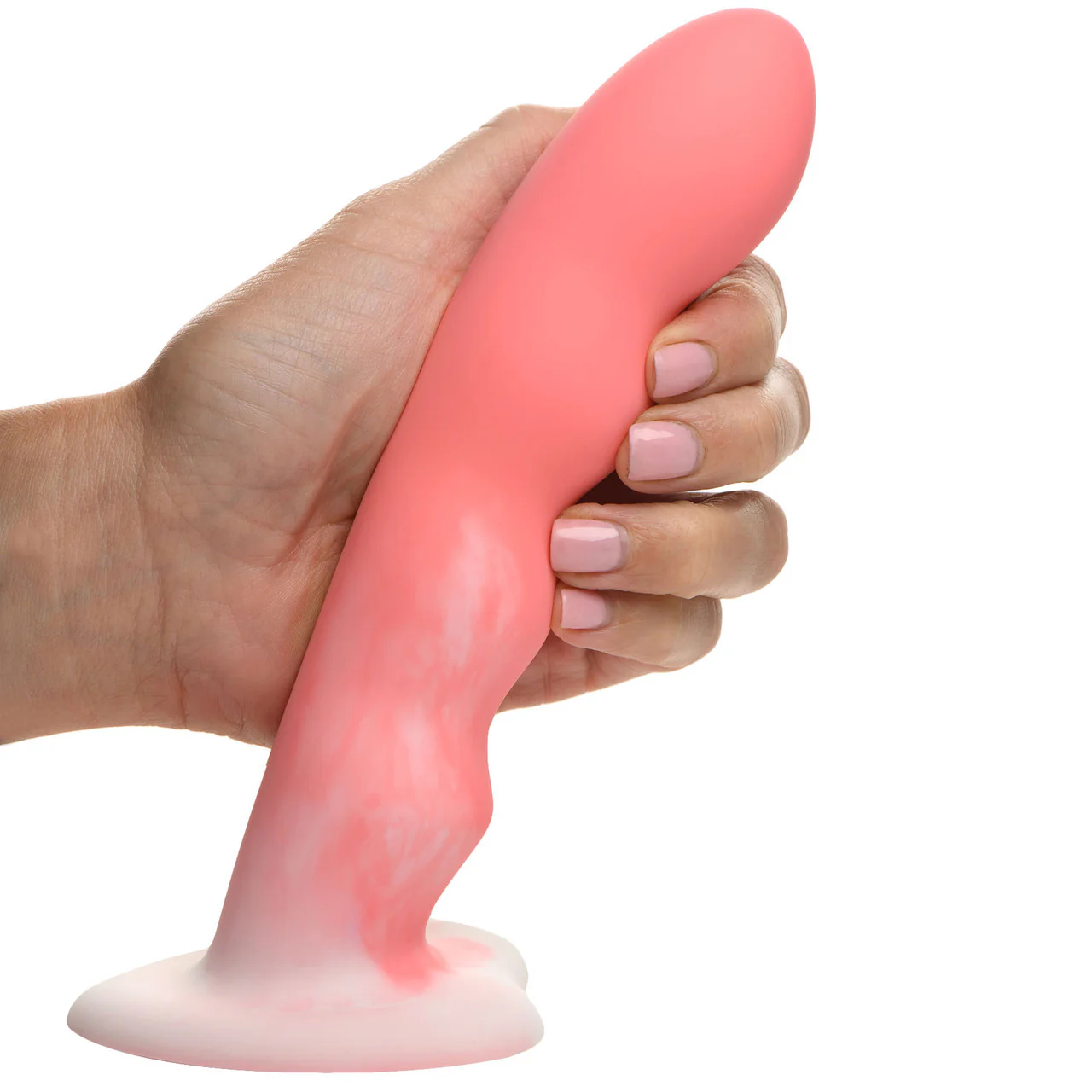 Simply Sweet Wavy 8" Silicone G-Spot Suction Cup Dildo - Pink & White - Image 6