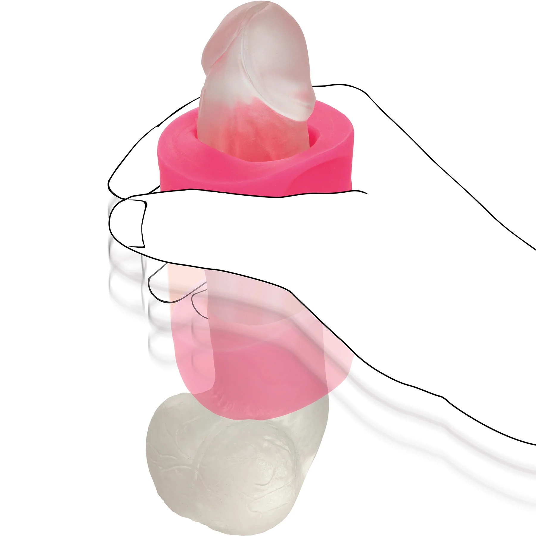 Slop Top Filthy Luv Silicone BJ Enhancer By CalExotics - Pink Glow In The Dark - Image 3