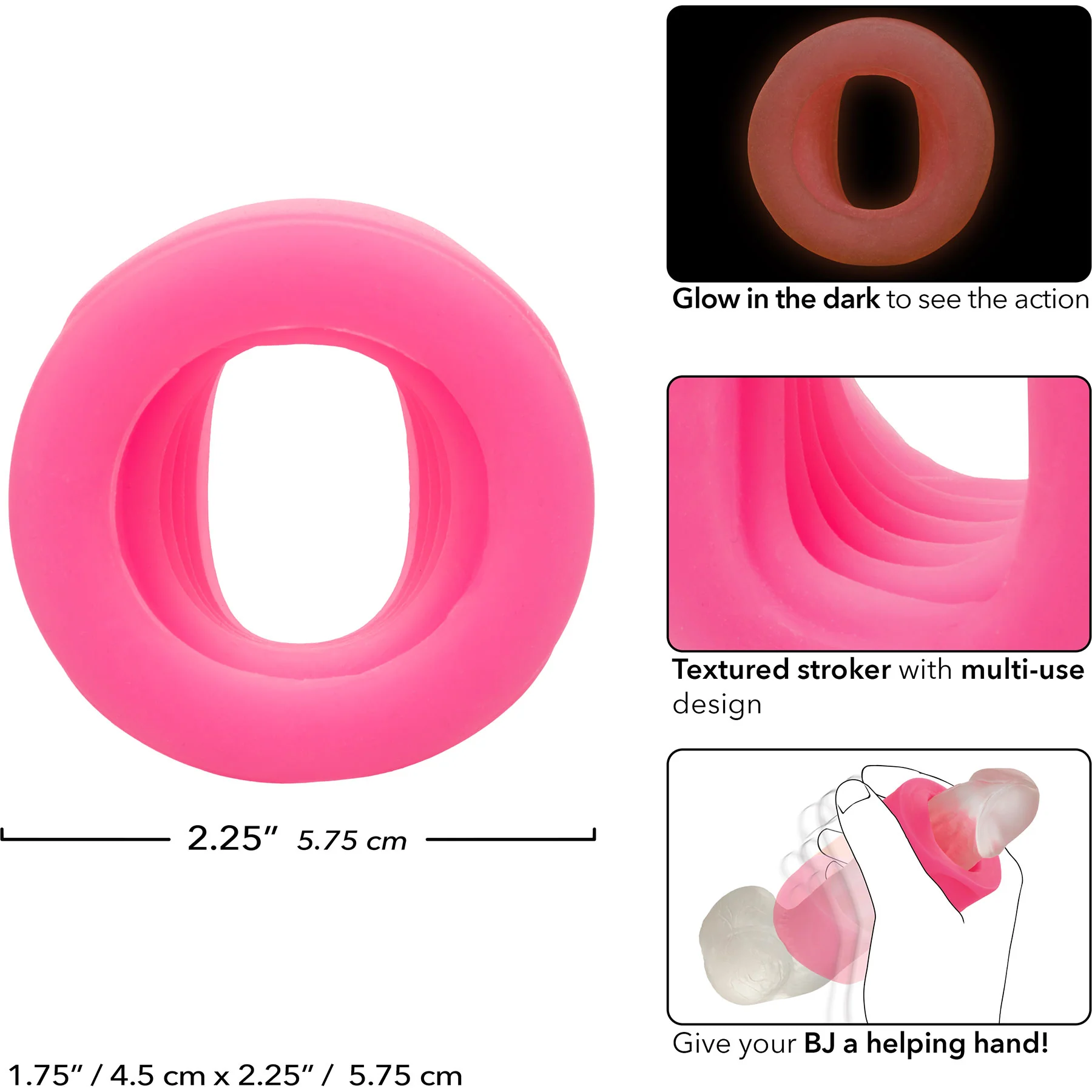 Slop Top Filthy Luv Silicone BJ Enhancer By CalExotics - Pink Glow In The Dark - Image 4