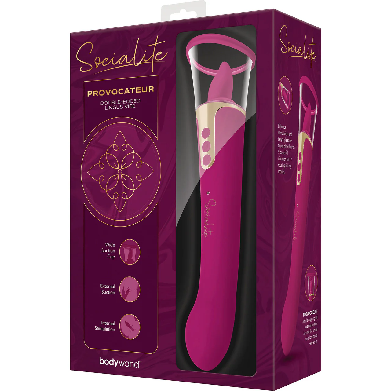 Socialite PROVOCATEUR Rechargeable Silicone Double Ended Lingus Vibrator By Bodywand - Pink - Image 5