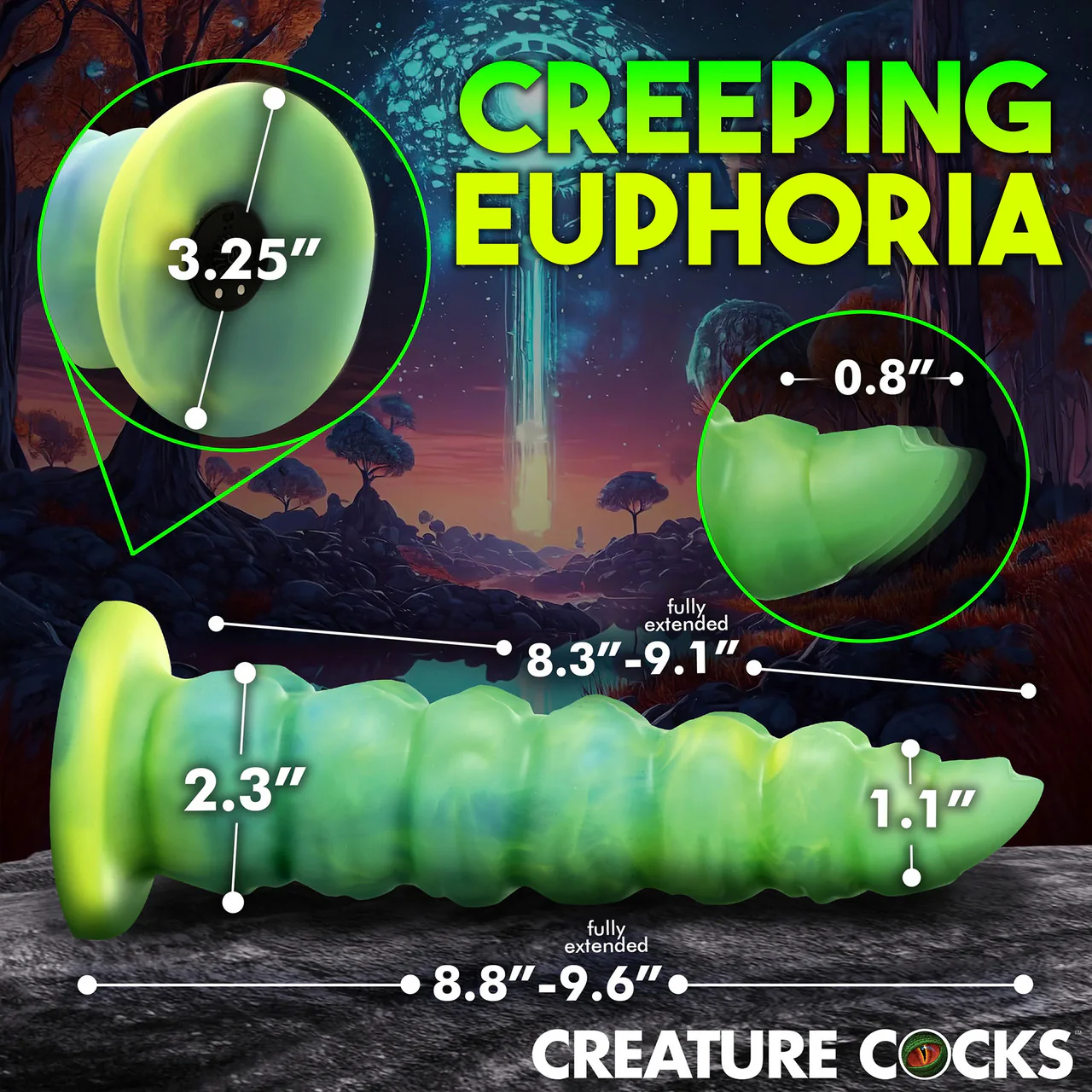 Squirmer Rechargeable Thrusting & Vibrating Silicone Suction Cup Dildo With Remote By Creature Cocks - Image 16