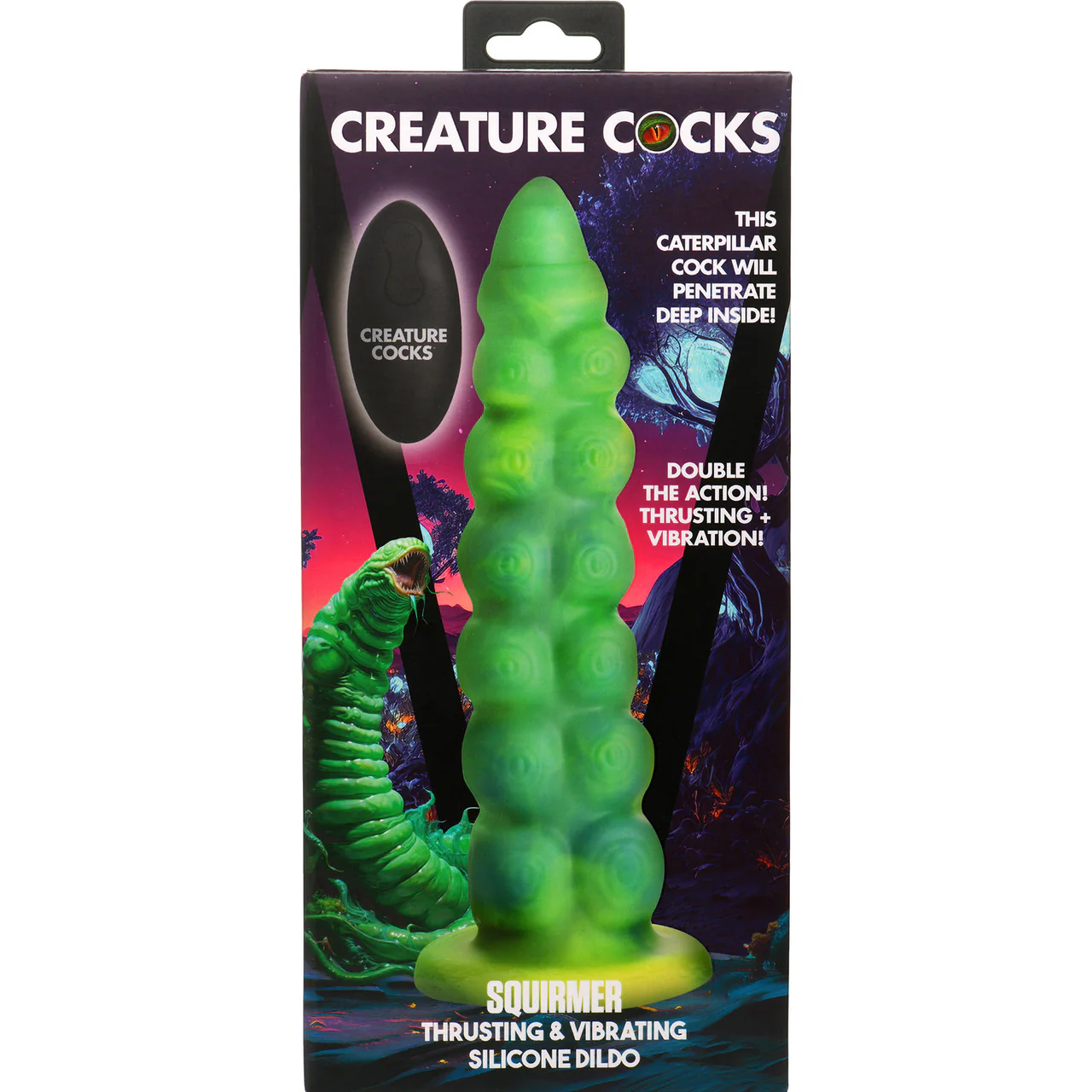 Squirmer Rechargeable Thrusting & Vibrating Silicone Suction Cup Dildo With Remote By Creature Cocks - Image 19