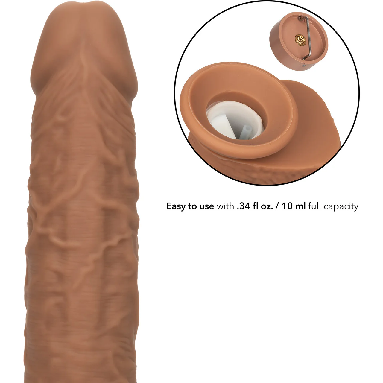Squirting Fuck Stick 9" Vibrating Realistic Silicone Suction Cup Dildo By CalExotics - Caramel - Image 14