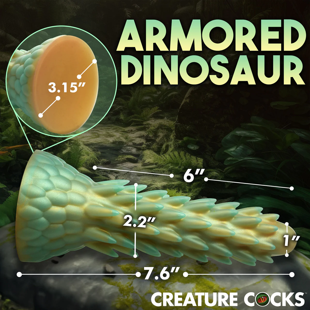 Stegosaurus Spiky Reptile 7.5" Silicone Suction Cup Dildo By Creature Cocks - Image 10