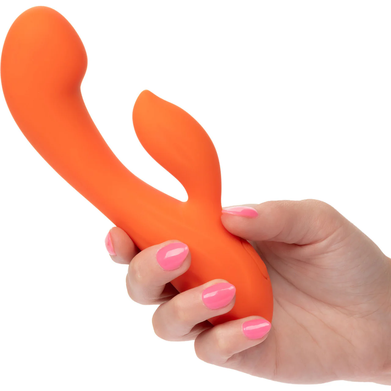 Stella Liquid Silicone Dual "G" Rechargeable Dual Stimulation Vibrator By CalExotics - Orange - Image 2