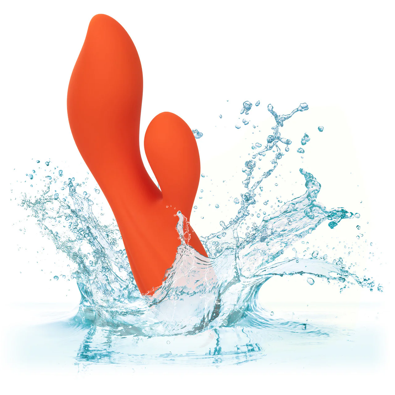 Stella Liquid Silicone Dual Teaser Rechargeable Waterproof Rabbit Style Vibrator By CalExotics - Orange - Image 7