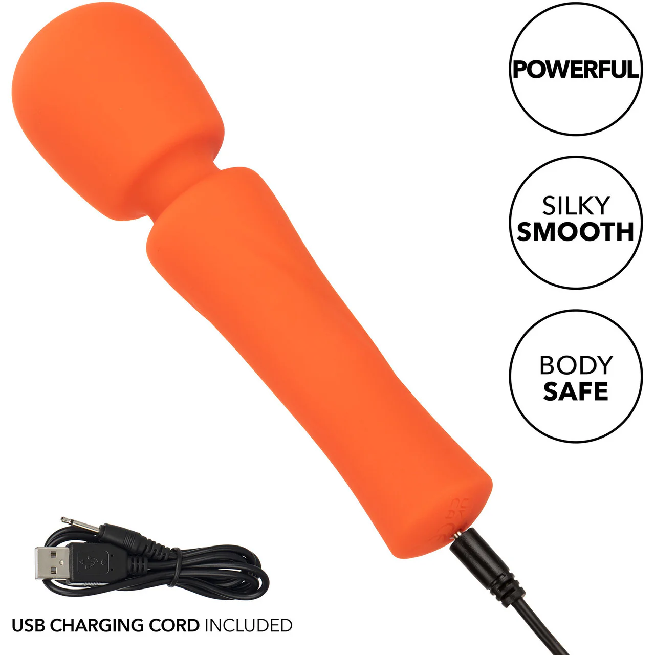 Stella Liquid Silicone Mini Massager Rechargeable Waterproof Wand Style Vibrator By CalExotics - Orange - Image 8
