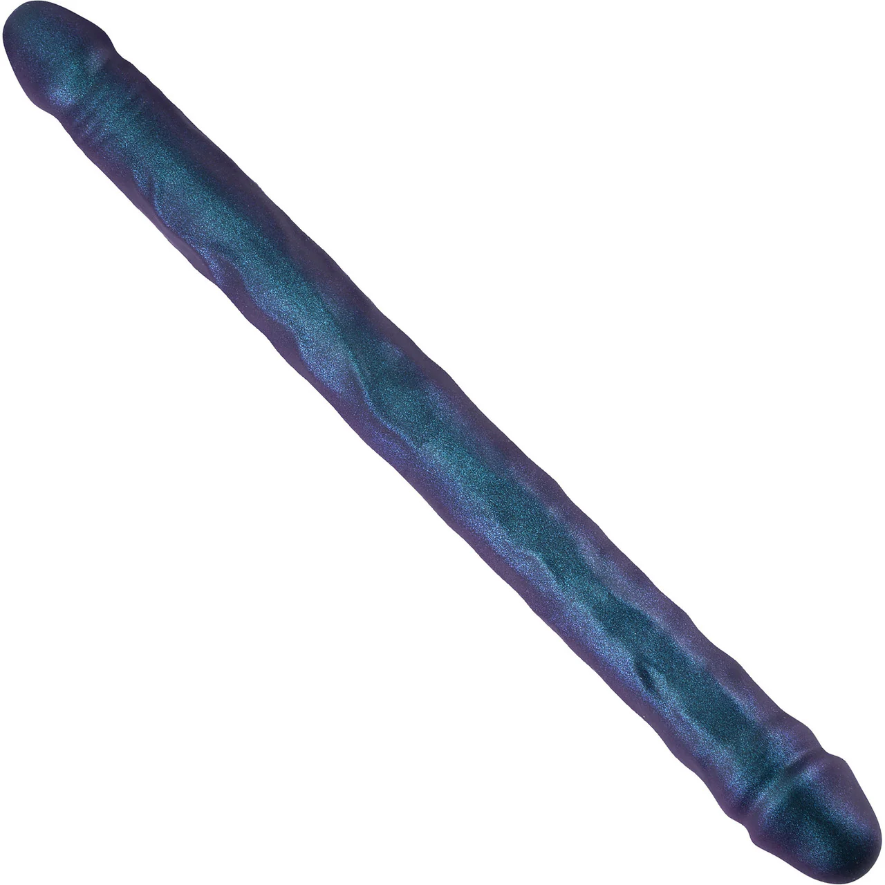 Strap-on-Me Double Dong Realistic Silicone Double Dildo - Metallic Blue - Image 4