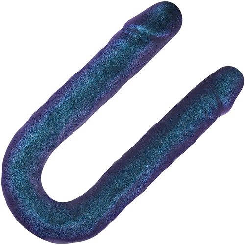 Strap-on-Me Double Dong Realistic Silicone Double Dildo - Metallic Blue - Image 8