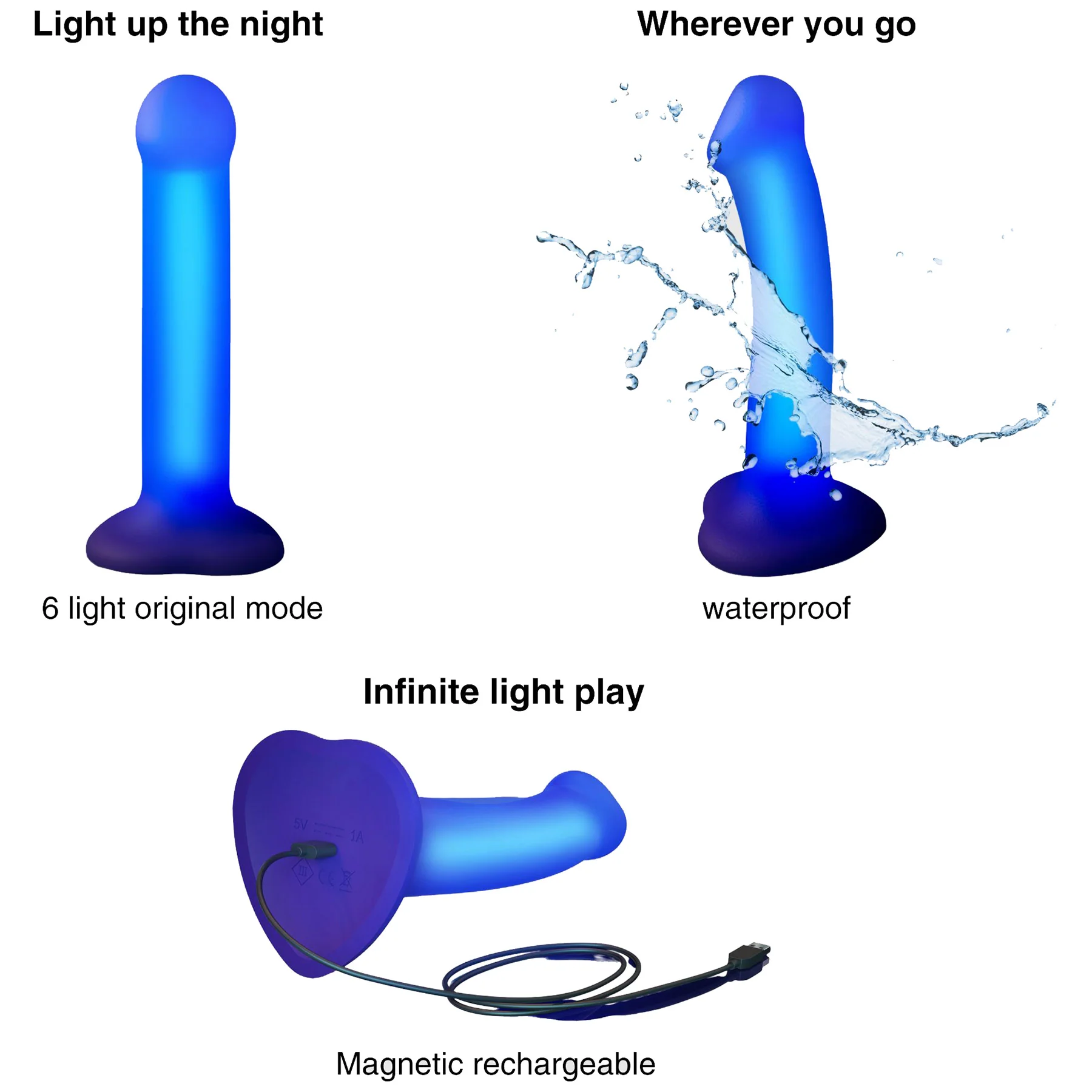Strap-on-Me Glow-LED Silicone Waterproof Glow-in-the Dark Dildo - Image 4