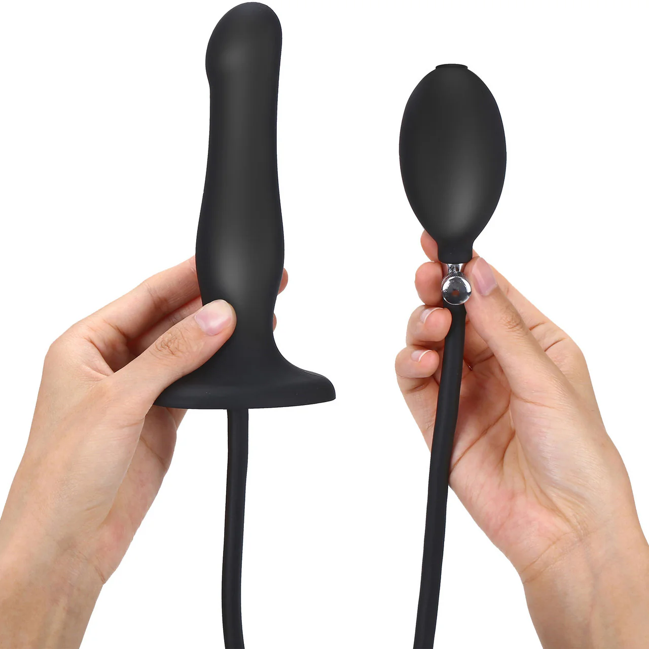 Strap-on-Me Inflatable Silicone Suction Cup Dildo Plug - Black - Image 10