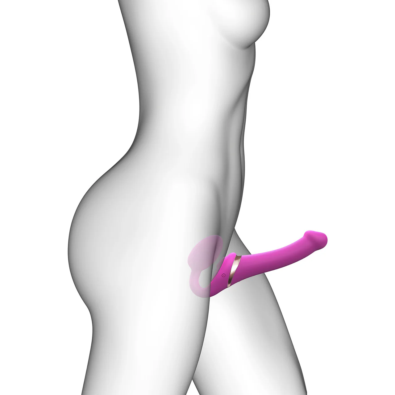 Strap-on-Me Multi Orgasm Silicone Vibrating 3 Motor Remote Strapless Strap-On, Small - Fuchsia - Image 2